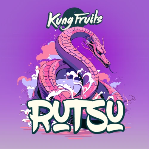 logo_Kung_Fruits_RUTSU_avec_dragon_serpentin_sur_fond_violet